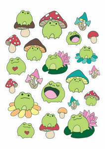 Cute frogs sticker sheet