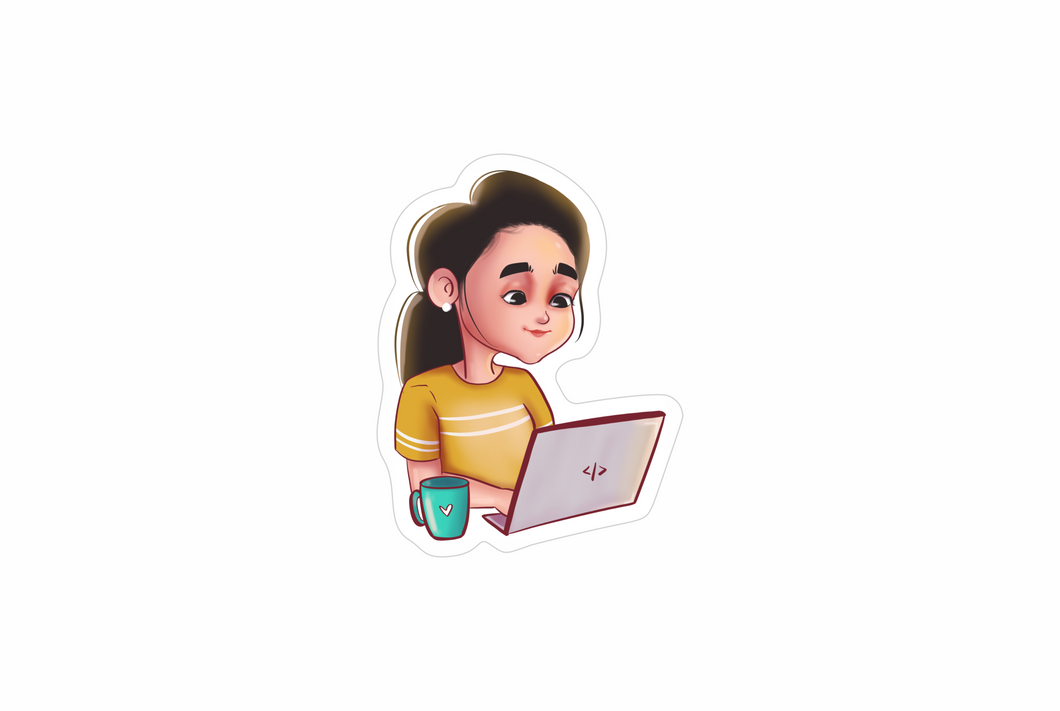 Girl with laptop sticker