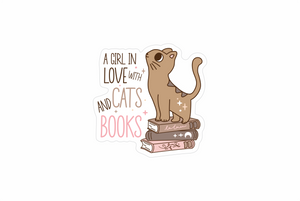 a girl in love with cats and books